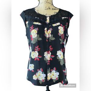 Candie’s Large Cap Sleeve Black Floral Top